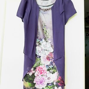 Purple Floral Overlay Dress for Women